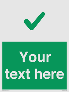 Custom green background, green tick sign